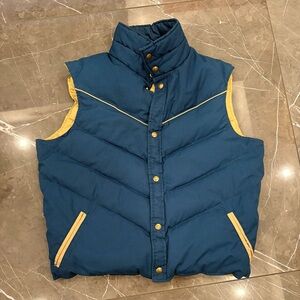 Rare VTG WOOLRICH Sheep Lamb Logo Button Front Puffer Vest Jacket 80s Down Large